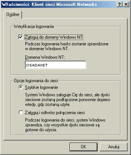 [Wlasciwosci: Klient sieci Microsoft Networks
- SCREENSHOT]