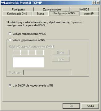 [TCP/IP: Konfiguracja WINS - SCREENSHOT]